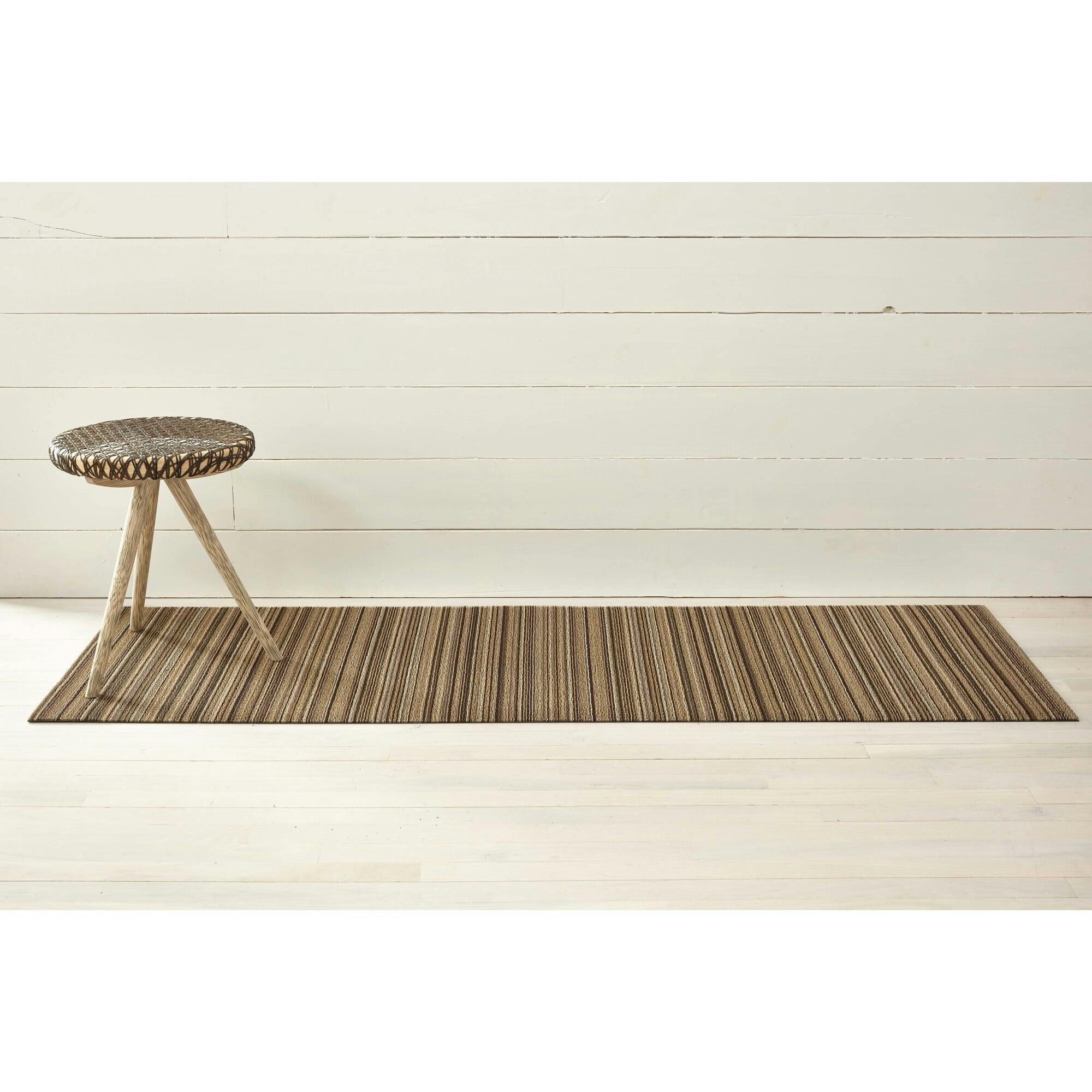 Skinny Stripe Shag Floor Mat, Mushroom