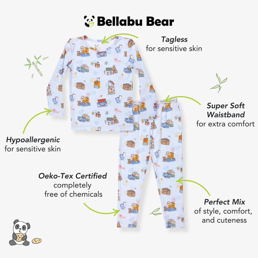 Vintage Suitcases Bamboo Kids Pajamas