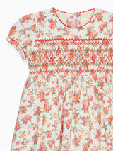 Coral Floral Soraya Girl Hand-Smocked Dress