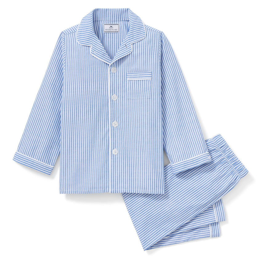 Kid's Twill Pajama Set in French Blue Heritage Stripe