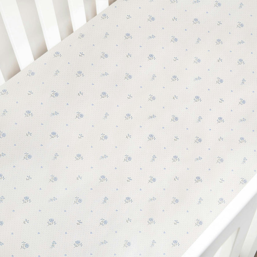 Ditsy Floral Crib Sheet - Blue