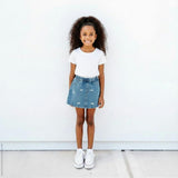 Girls' Denim Bow Skirt Skort in Medium Wash