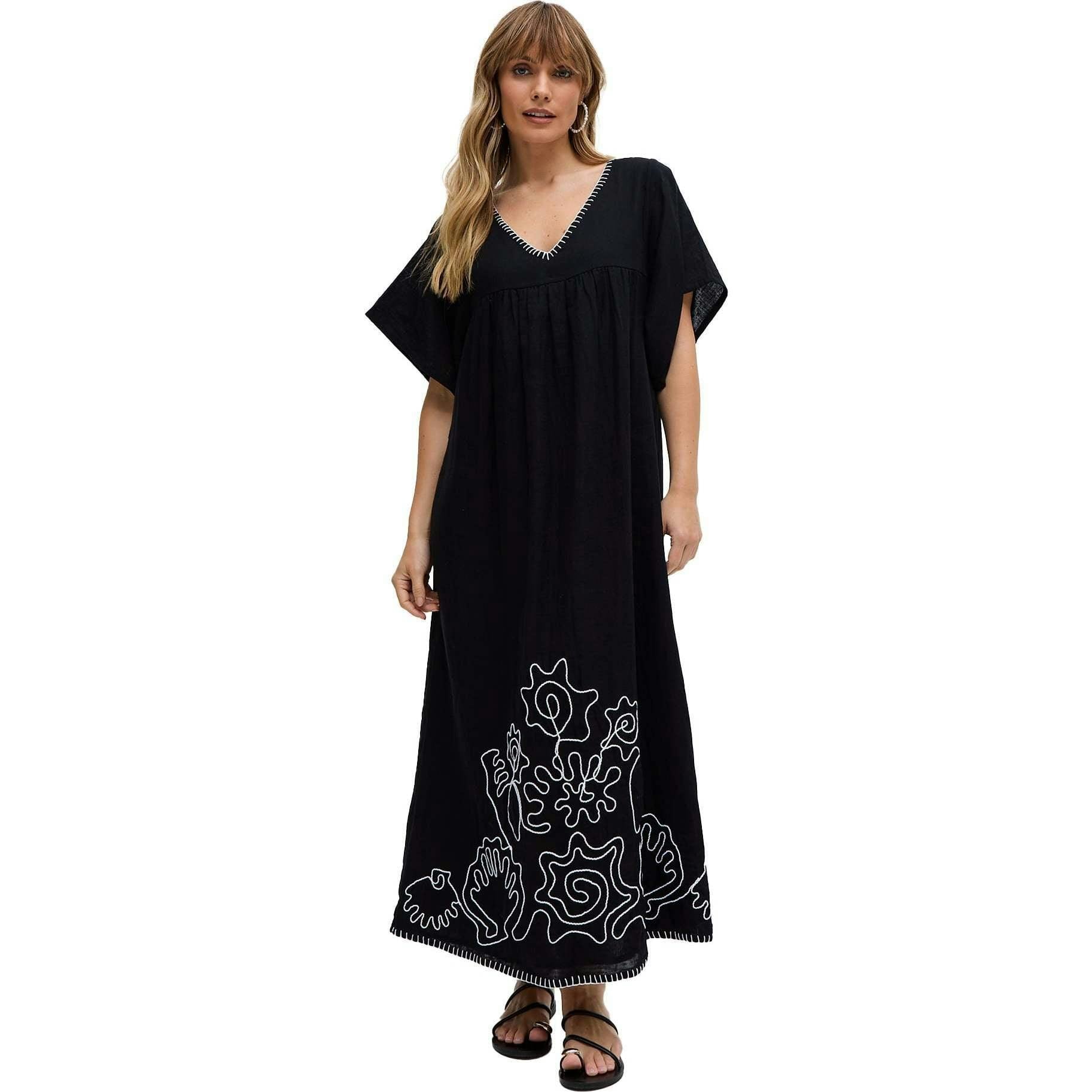 Candy Tabard Embroidered Hem Midi Dress