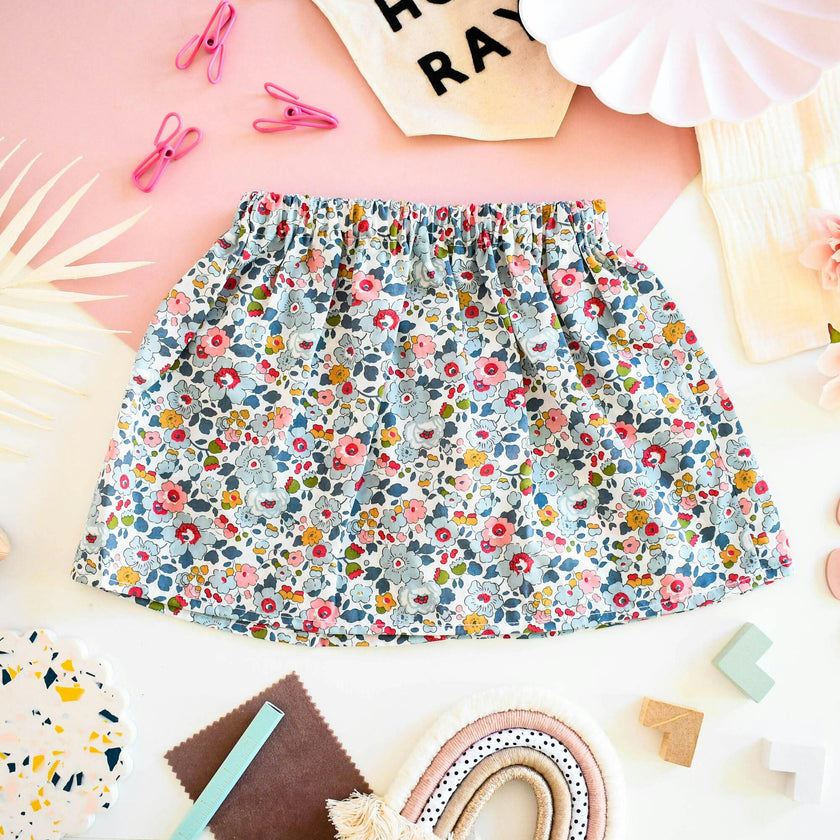 Liberty Of London Girls Elasticated Skirt - Betsy grey