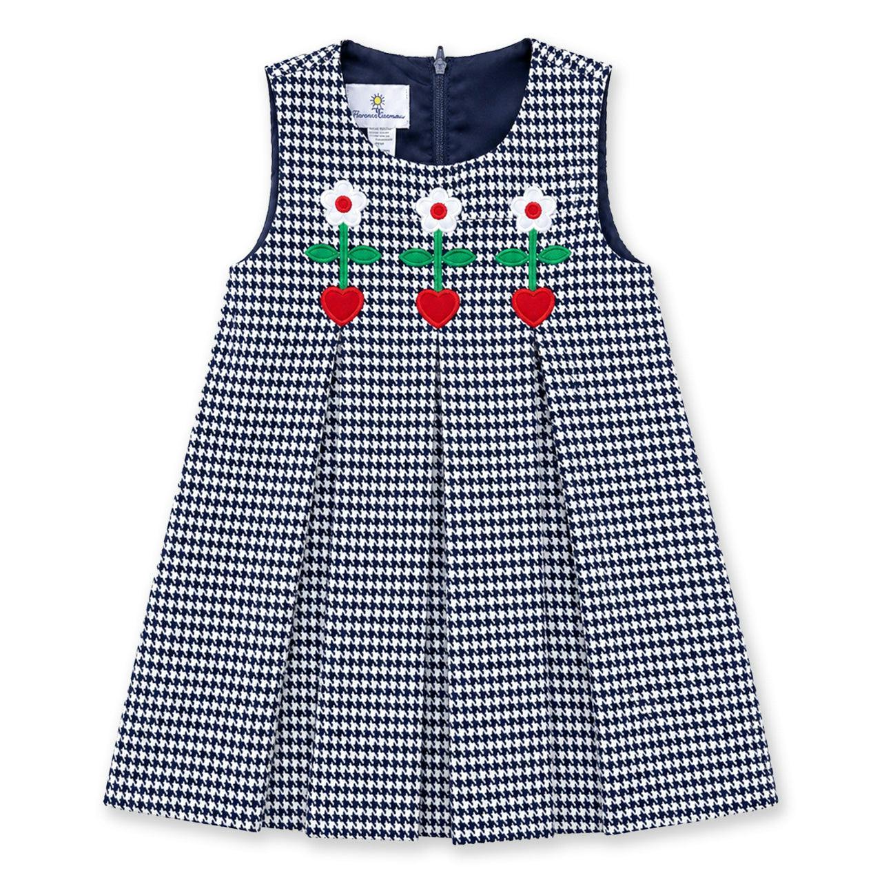 Houndstooth Jumper with Hearts & Flowers
