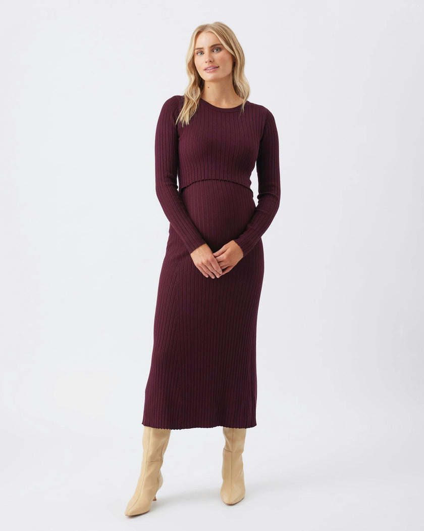 Eden Knit Nursing Dress  Maroon