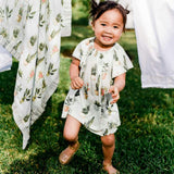 Vintage Floral Organic Cotton Dress & Bloomer Set