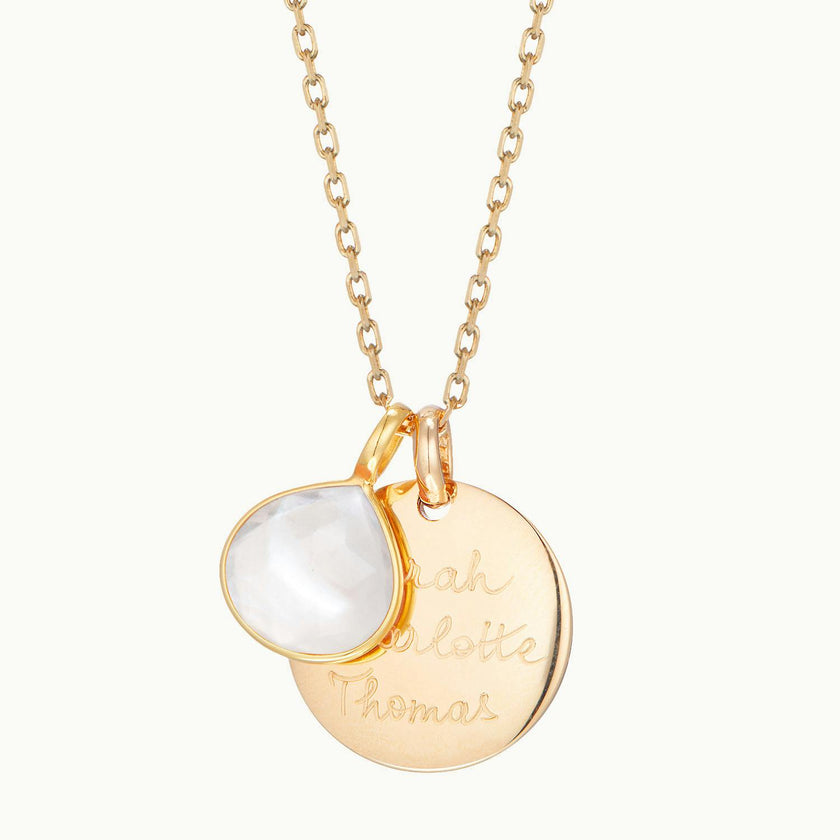 Personalized Gemstone Necklace, Gold Plated