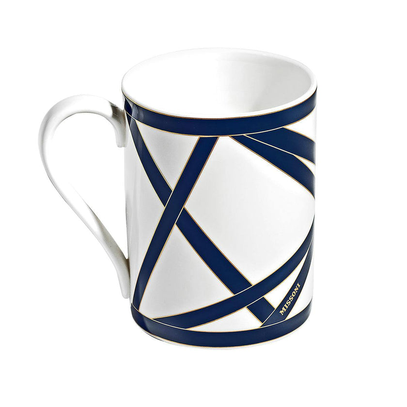 Mug Cup NASTRI in Luxury Box Blue diam. 3", H 3.9", cap. 12.5 oz