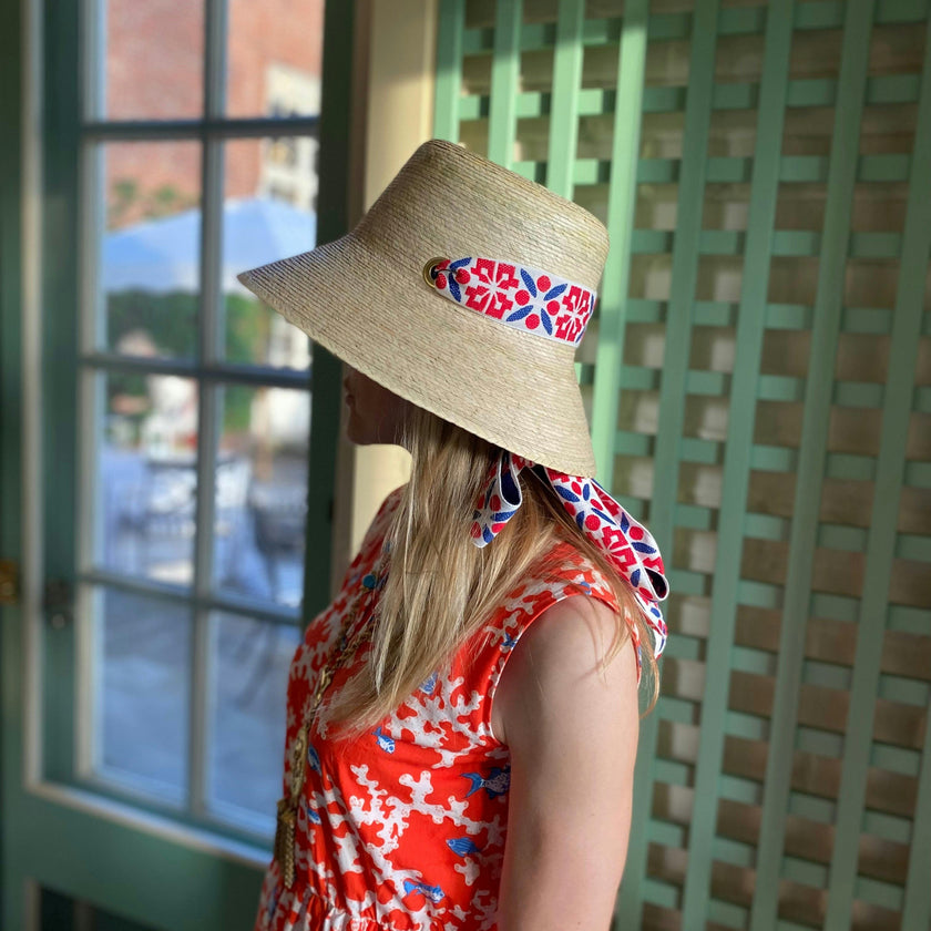 Clematis Bucket Hat (PreOrder Shipping June 15th) - Antique Eyelet Scallop Lace Short Ribbon