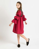 Bella dress (burgundy with golden embroidery blooms)