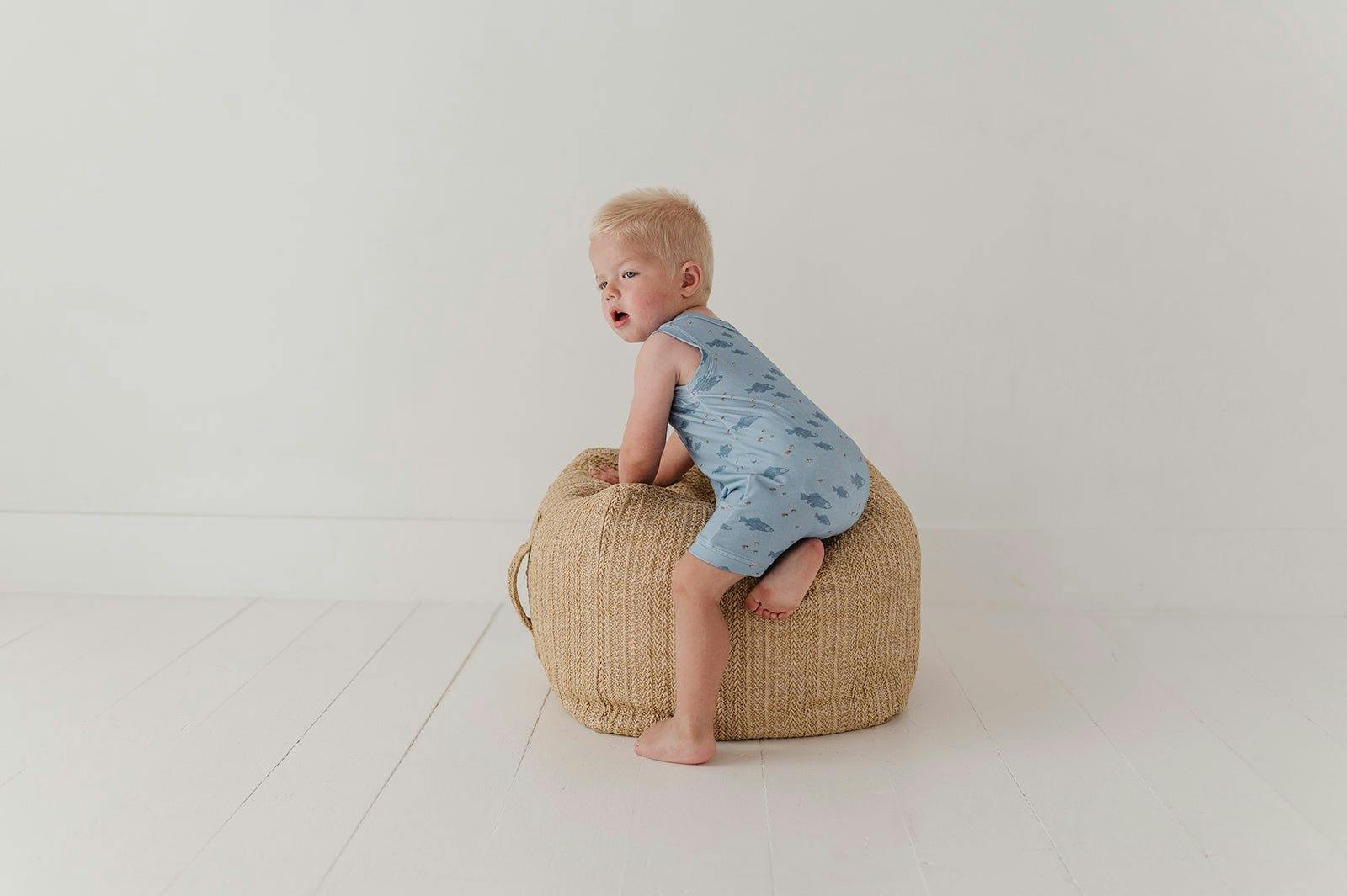 Baby Boy Sleeveless Romper in Fish