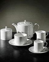 Coffee Cup & Saucer ZIG ZAG Set of 2 in Luxury Box White diam. 2.3", H 2.5", Cap. 4 oz, Saucer diam. 4.75"