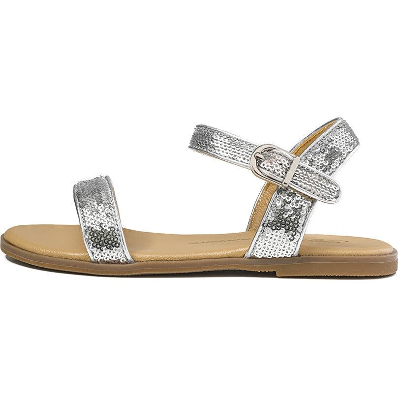 Iris Leather Slim Strap Sequins Sandals