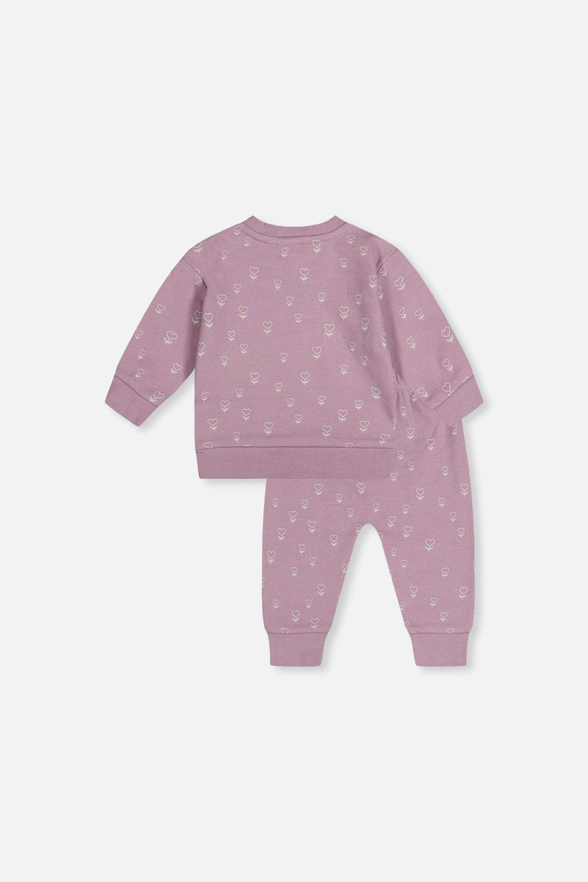 Organic Cotton Pants And Top Set Purple Floral Print