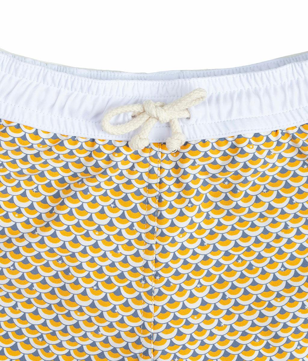 Swimshort Tommaso - Scales print mango yellow and pebble