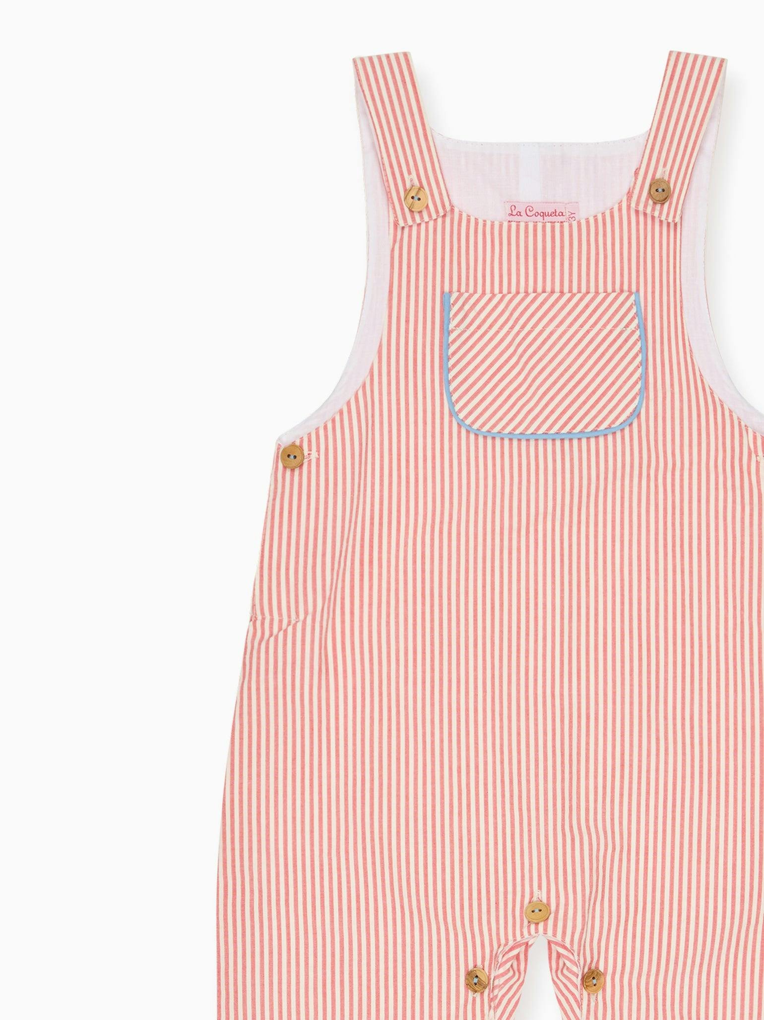 Red Stripe Coroza Baby Dungarees