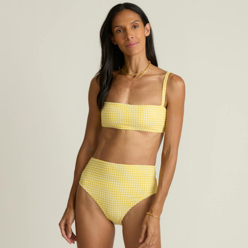 women's soleil gingham high waist bikini bottom