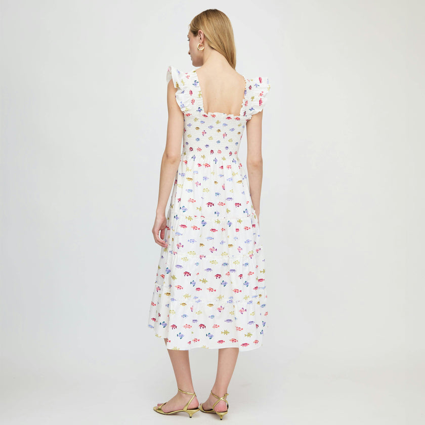 The Ellie Nap Dress - White Rainbow Fish