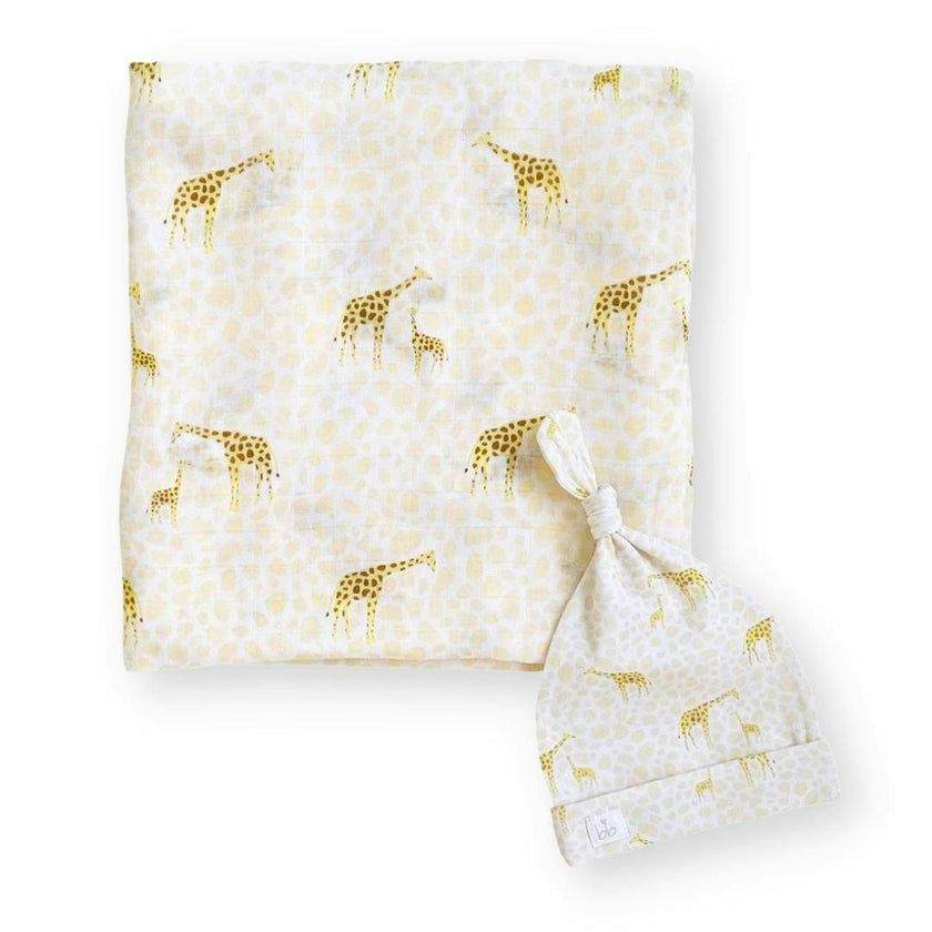 Bamboo Muslin Swaddle Blanket & Topknot Set