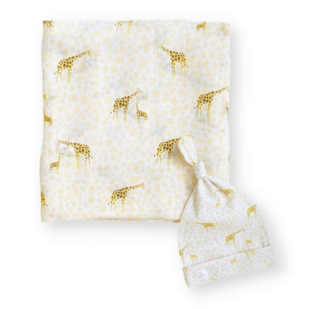Bamboo Muslin Swaddle Blanket & Topknot Set