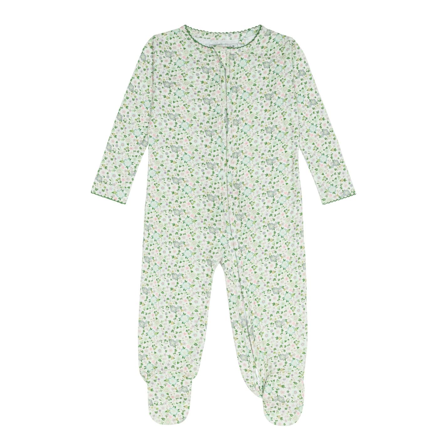 baby sea marsh floral pima footie