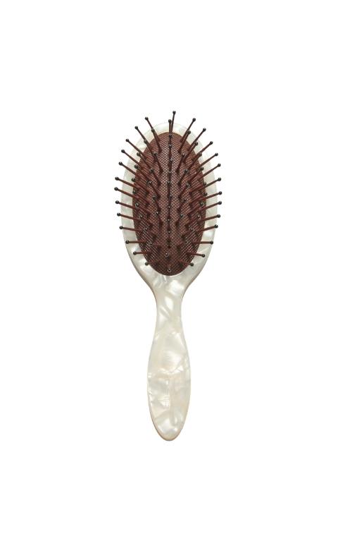 Travel Detangling Hair Brush in White Shell