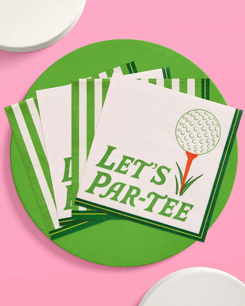 Golf Napkins - 24 green and white napkins