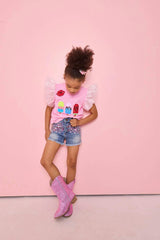 Pink Crystal Denim Short