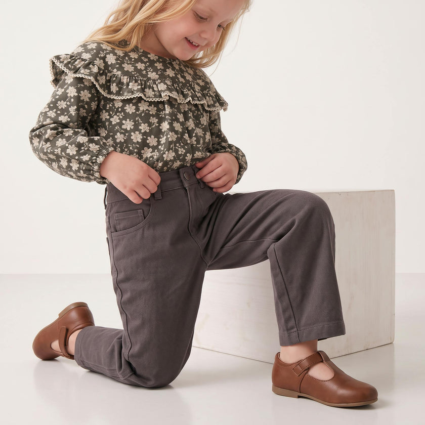 Organic Twill Barrel Pants - Charcoal