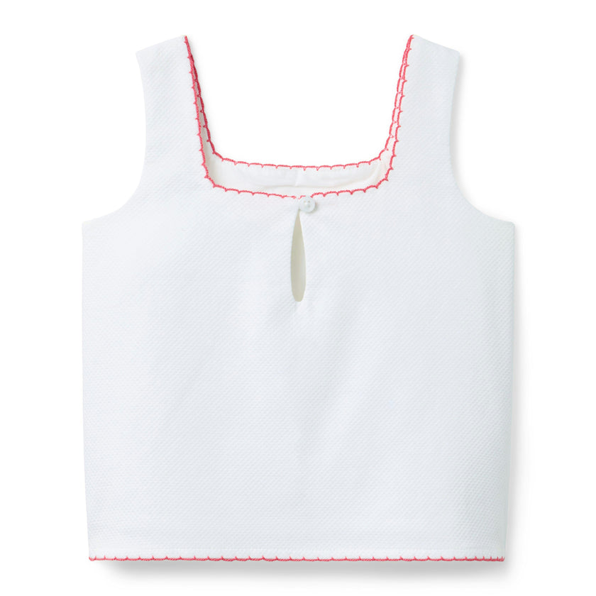 Embroidered Lobster Top, white