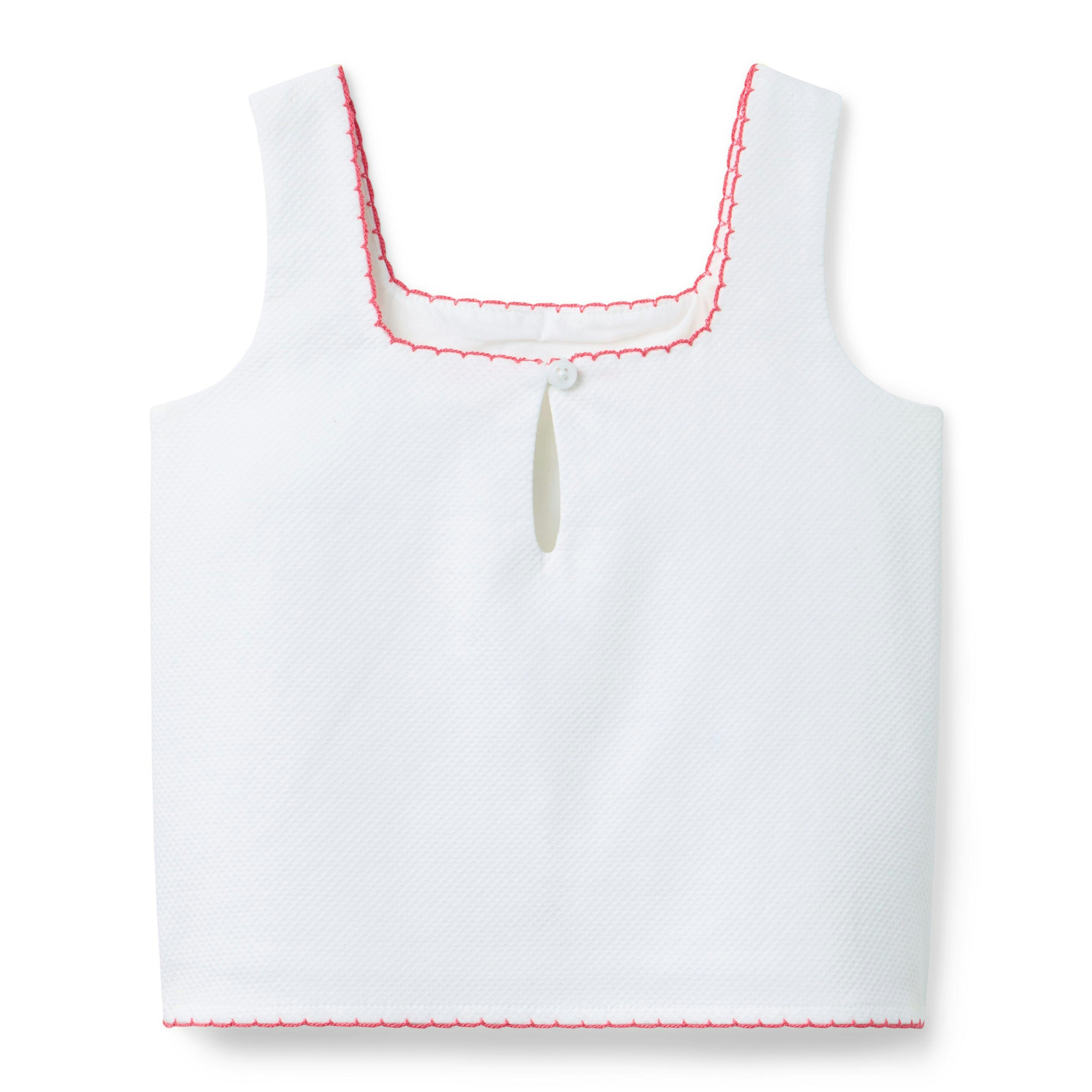 Embroidered Lobster Top, white