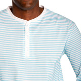 Men's Sky Blue Stripe Jersey Henley - Organic Stretch Cotton