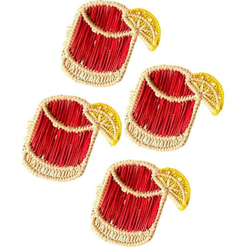 Set of 4 Handwoven Iraca Negroni Napkin Rings
