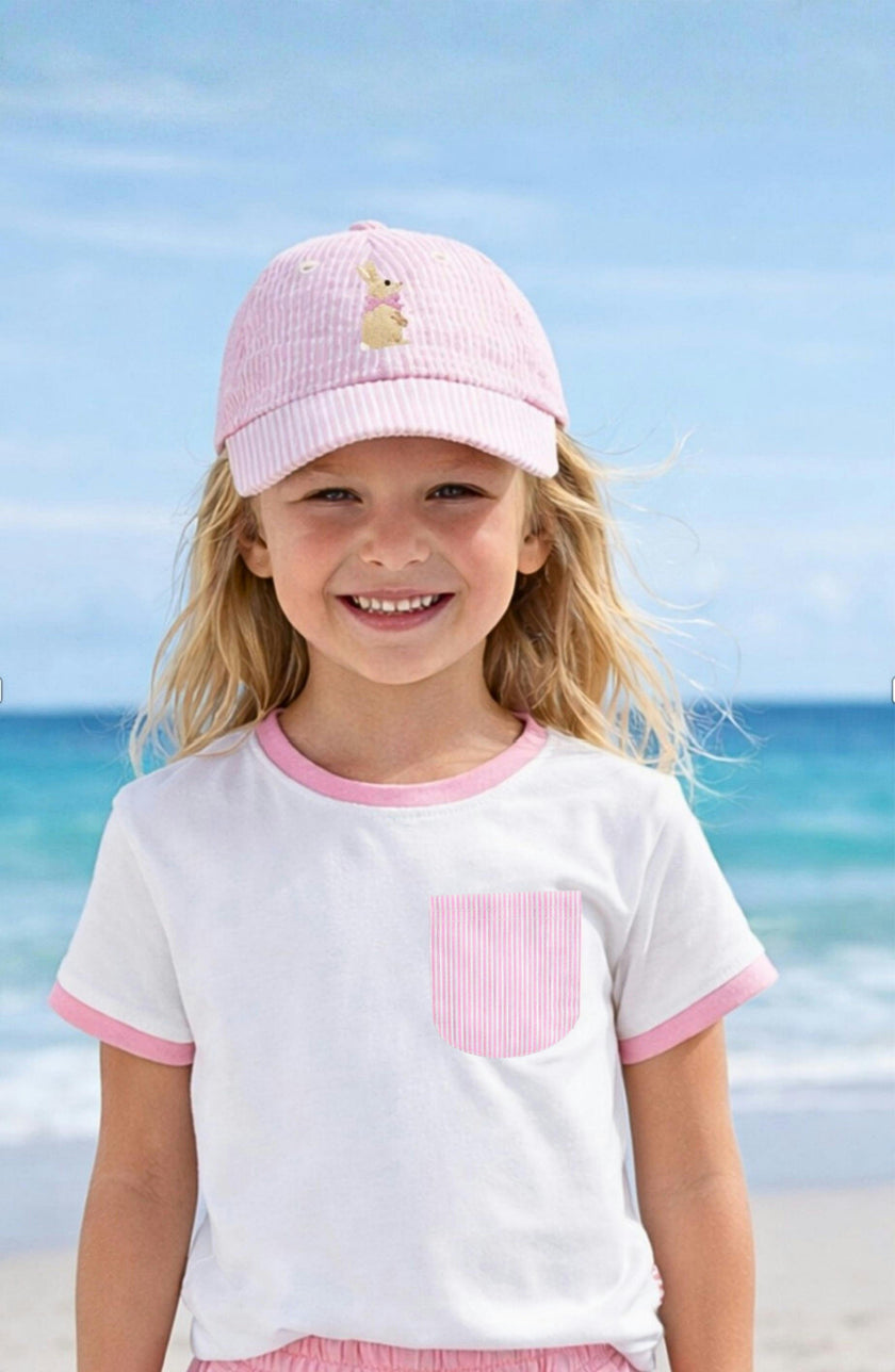 Pink Seersucker Pocket T-Shirt