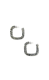 Midi Square Hoops in Perle Noir