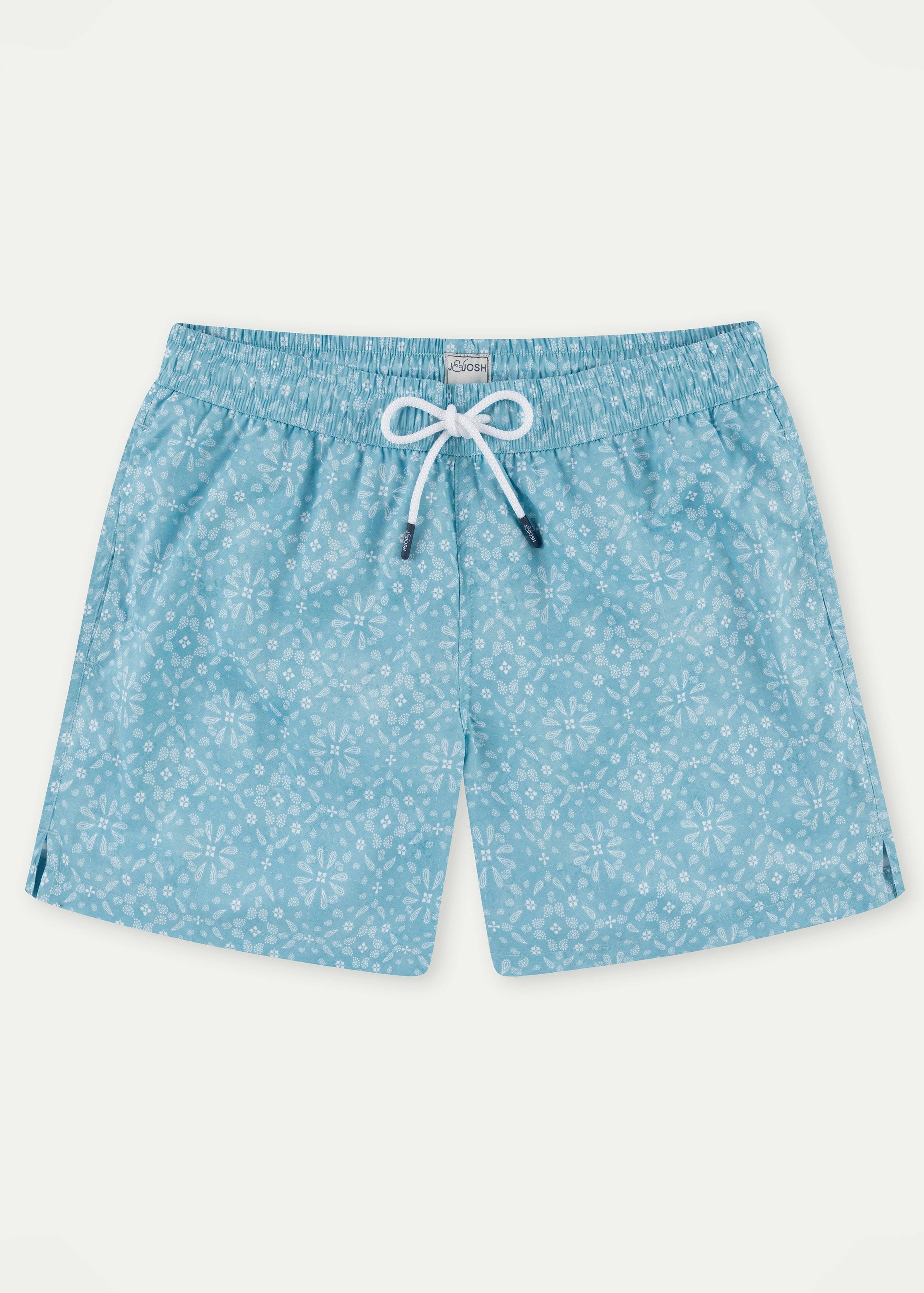 Sky Blue Bandana Men's Swim Shorts