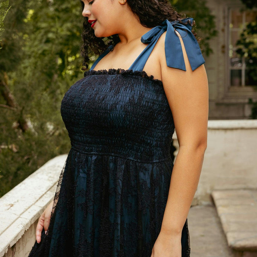 Isadora Dress in Navy & Black