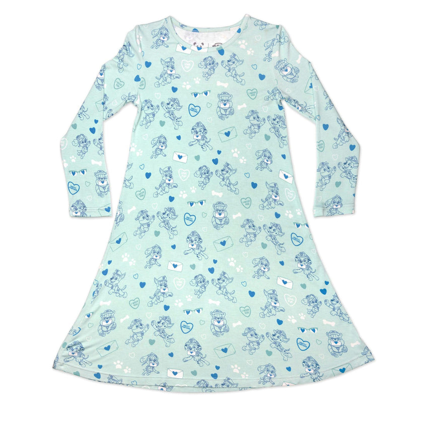 PAW Patrol: Valentine's Blue Bamboo Girls' Long Sleeve Dress