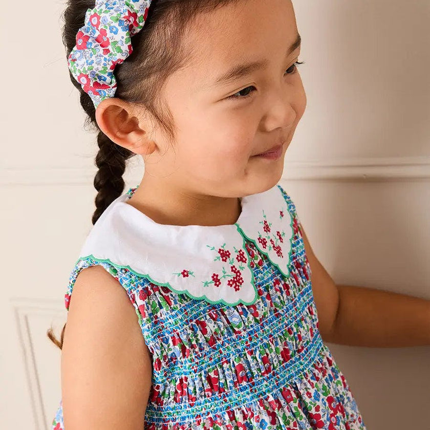 Emilia Floral Embroidered Collar Sleeveless Dress in Red (12mths- 10yrs)
