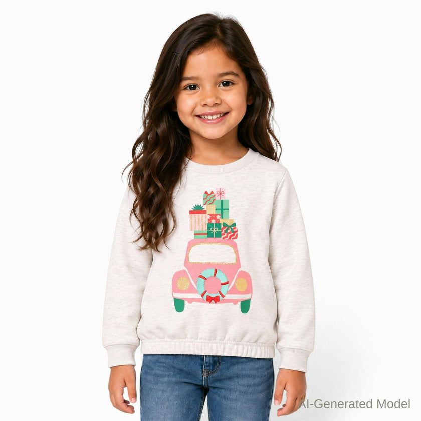 Graphic Sweatshirt | Pink Holiday Car