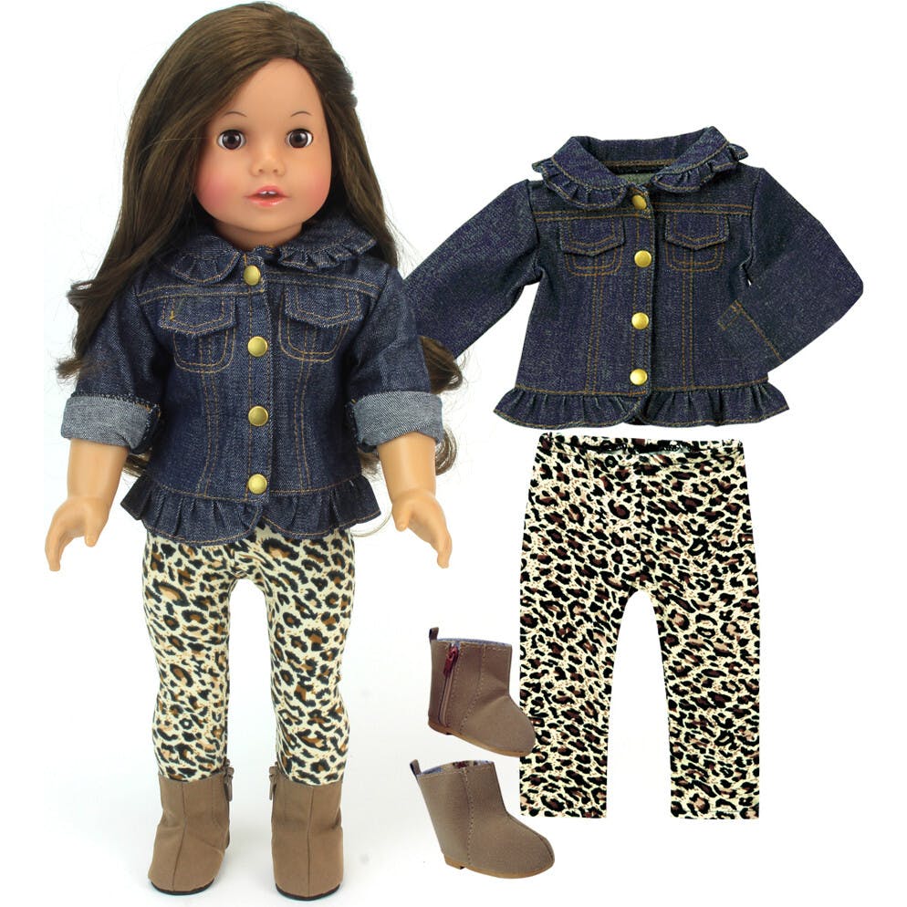 18'' Doll Ruffle Denim Jean Jacket