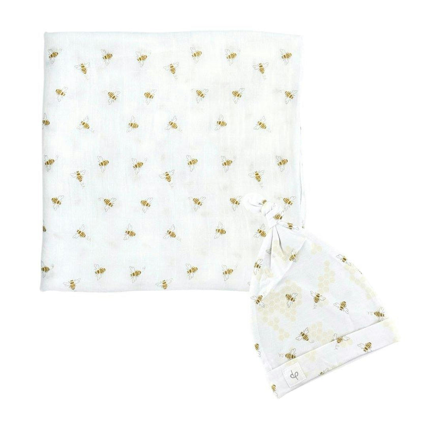 Bamboo Muslin Swaddle Blanket & Topknot Set