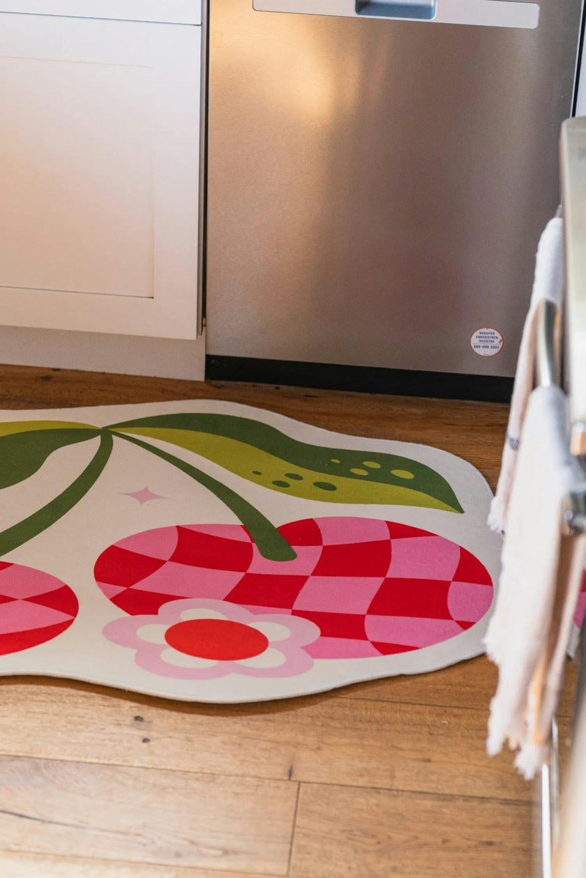 Irregular Pink and Red Checkered Cherry Rug by Jessica Miller