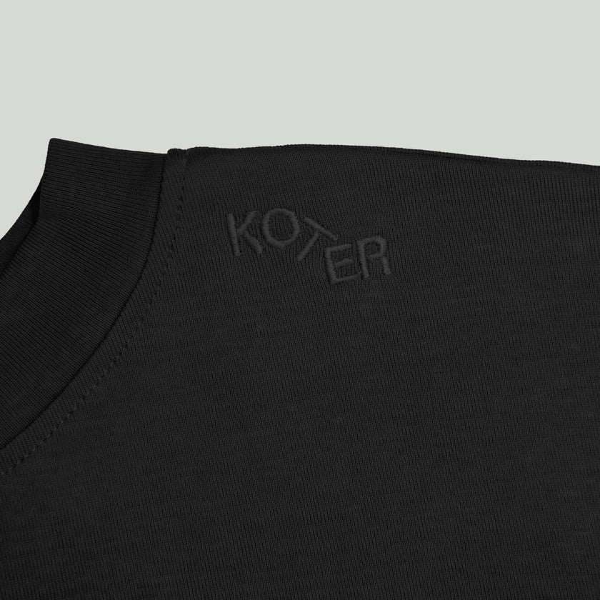 Adult Rory Long Sleeve Black Cotton Rib Tee
