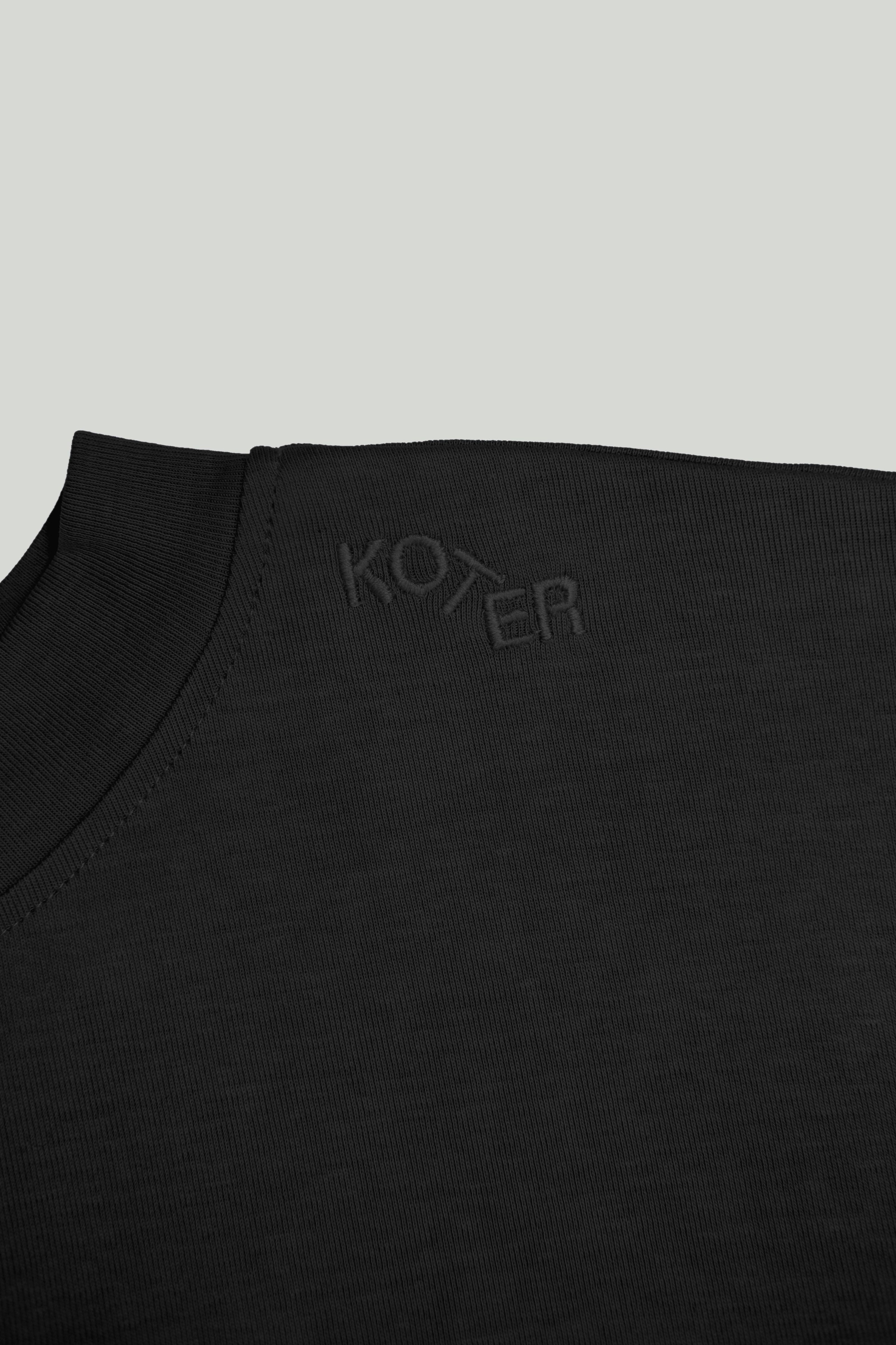 Adult Rory Long Sleeve Black Cotton Rib Tee