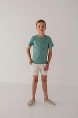 Boys Twill Beach Shorts in Vintage Rainbow Stripe
