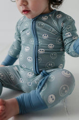 Baby Boy Long Sleeve Zip Romper in Heart Eyes