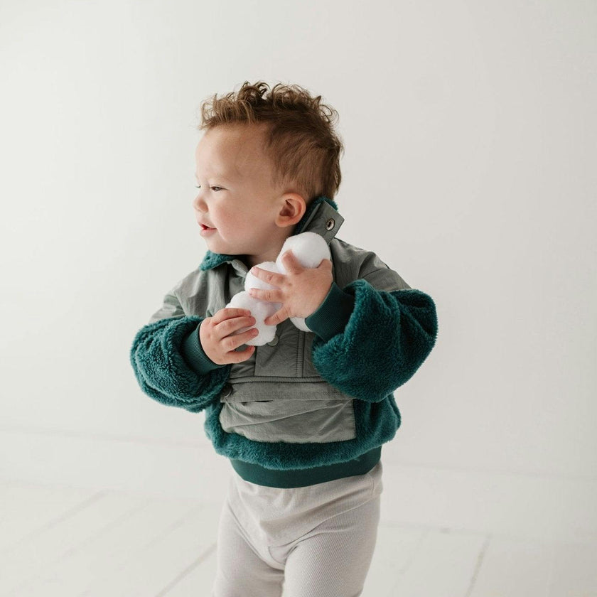 Boys Sherpa Pullover in Sea Pine