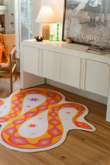 Green Abstract Snake Rug by Jessica Miller